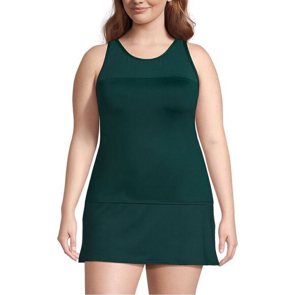 Land's End plus Standard size Tankini high neck power mesh soft Balsam Various - Picture 3 of 9